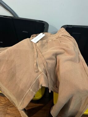 Women’s Tan Track Joggers with Drawstring Waist